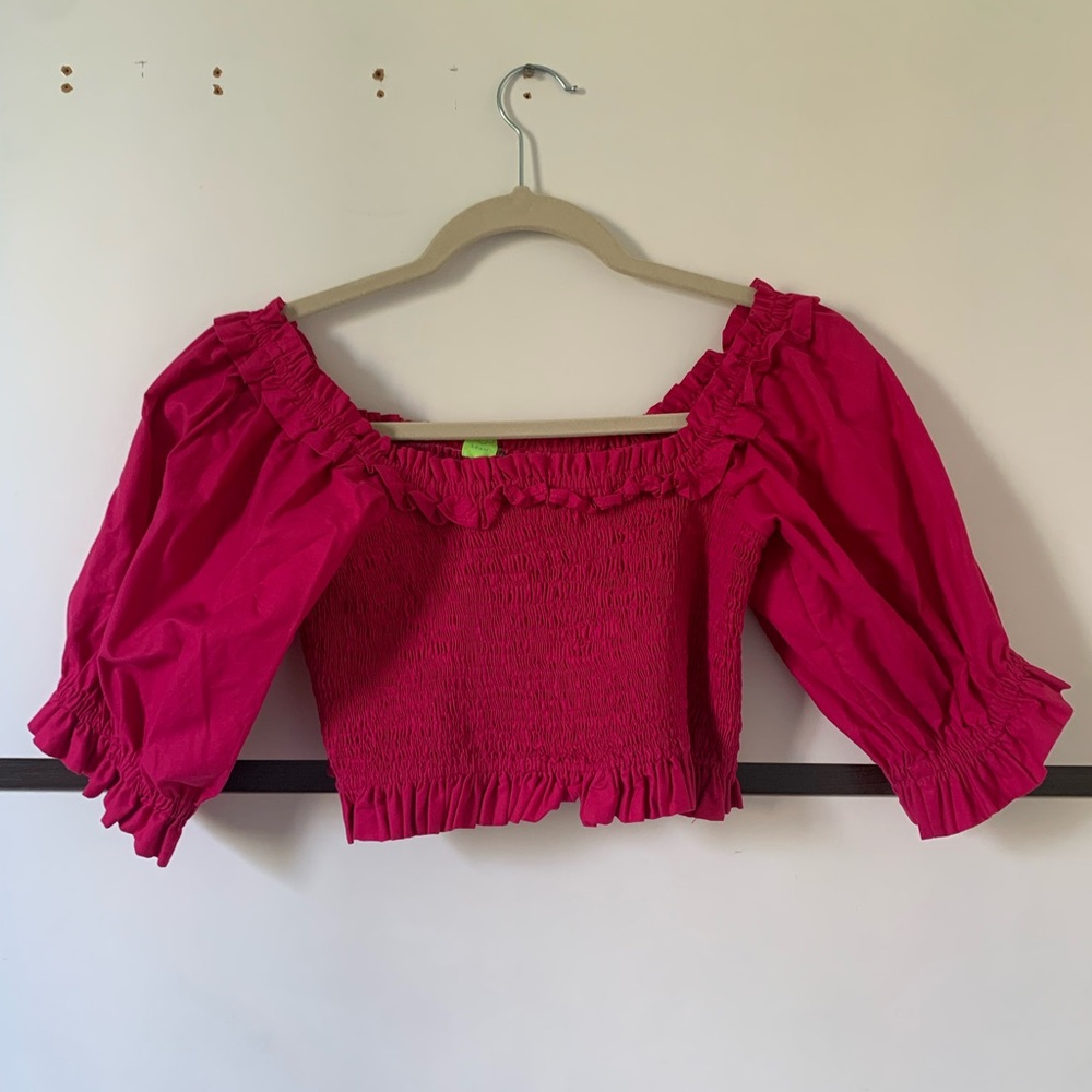 FARM Rio Made In Brazil Fuchsia Off-Shoulder Crop Top